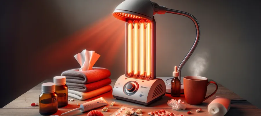 Rotlichtlampe bei Erkaeltung und Schnupfen: Wie Rotlicht Waerme die Genesung unterstuetzt