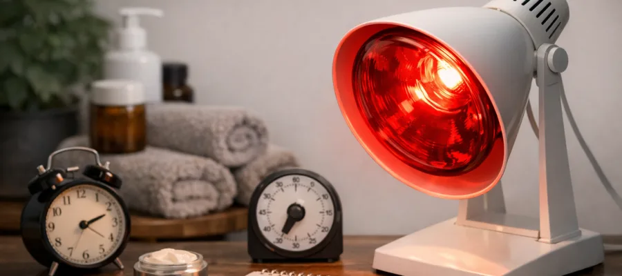 Empfohlene Anwendungszeiten fuer Rotlichtlampen bei verschiedenen Beschwerden